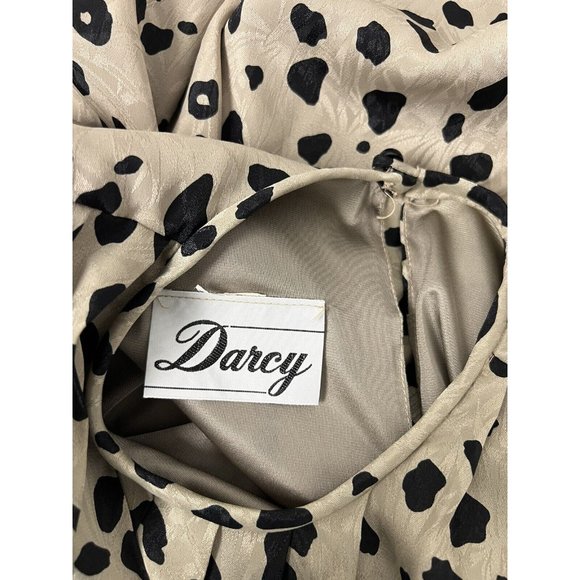 Darcy Women's Long Sleeve Light Gold Pleated Cheetah Print Blouse Size L - Picture 9 of 12